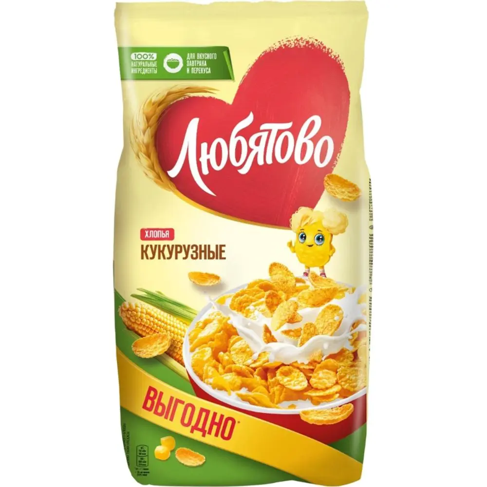 Хлопья кукурузные Любятово "Для всей семьи" 600г