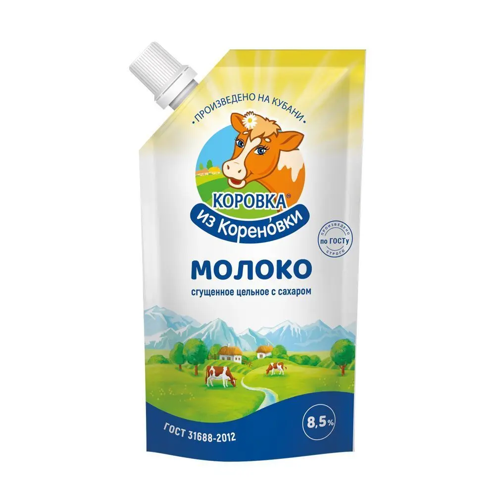 КОРОВКА из Кореновки молоко цельное сгущенное с сахаром  ГОСТ 270г