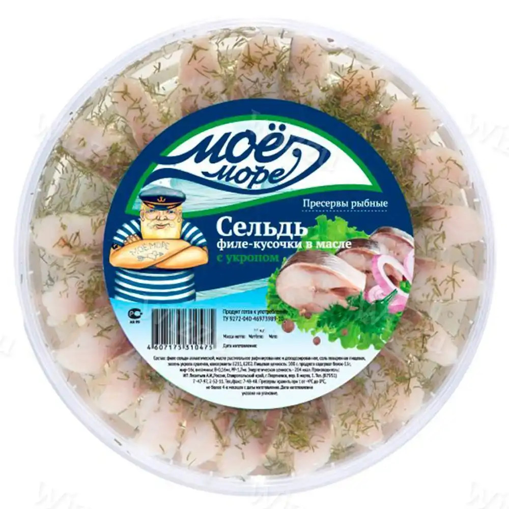 400гр. Сельдь филе-кусочки в масле (ЕЛОЧКА) "Мое море" 1/20