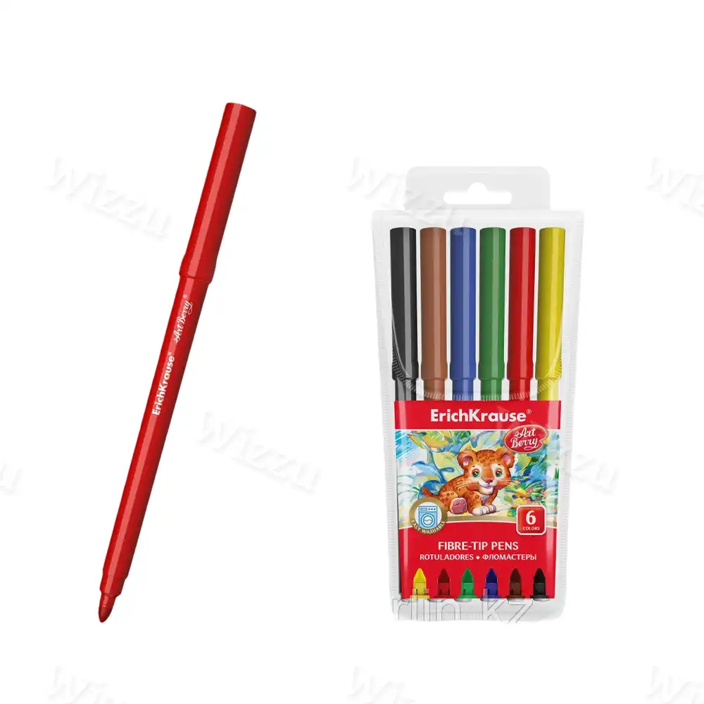 Фломастеры ArtBerry® Super Tip Easy Washable 6 цветов (в футляре с европодвесом 6 шт) арт.56083