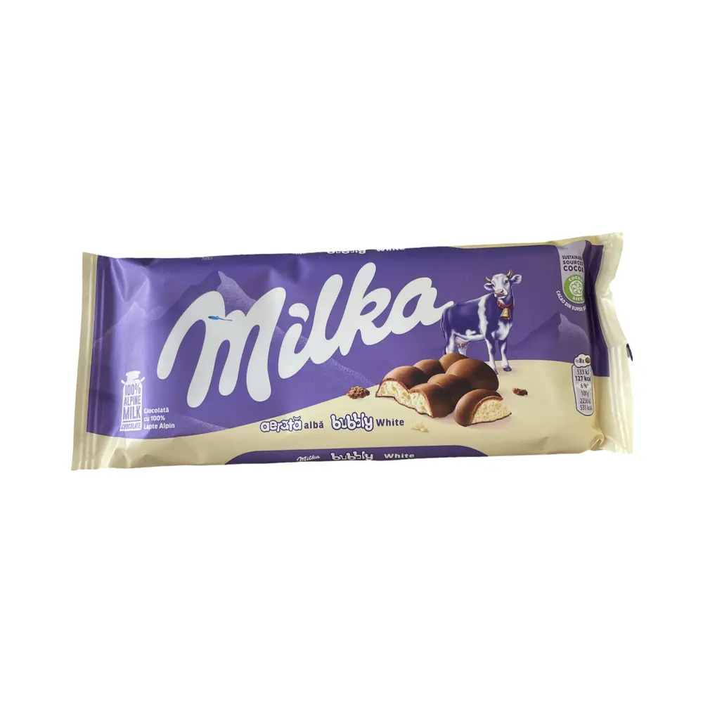 Шоколад белый пористый Milka Bubbly White, 95г