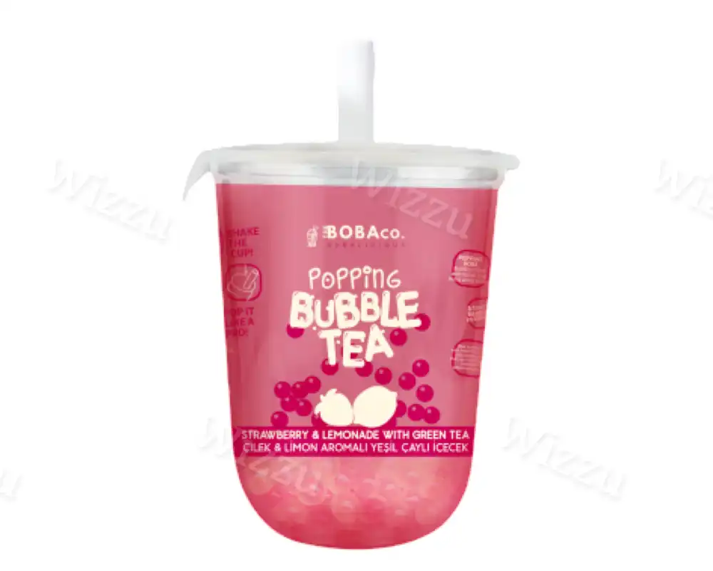 Напиток Popping Bubble Tea со вкусом Клубники лимона и зеленого чая 330мл