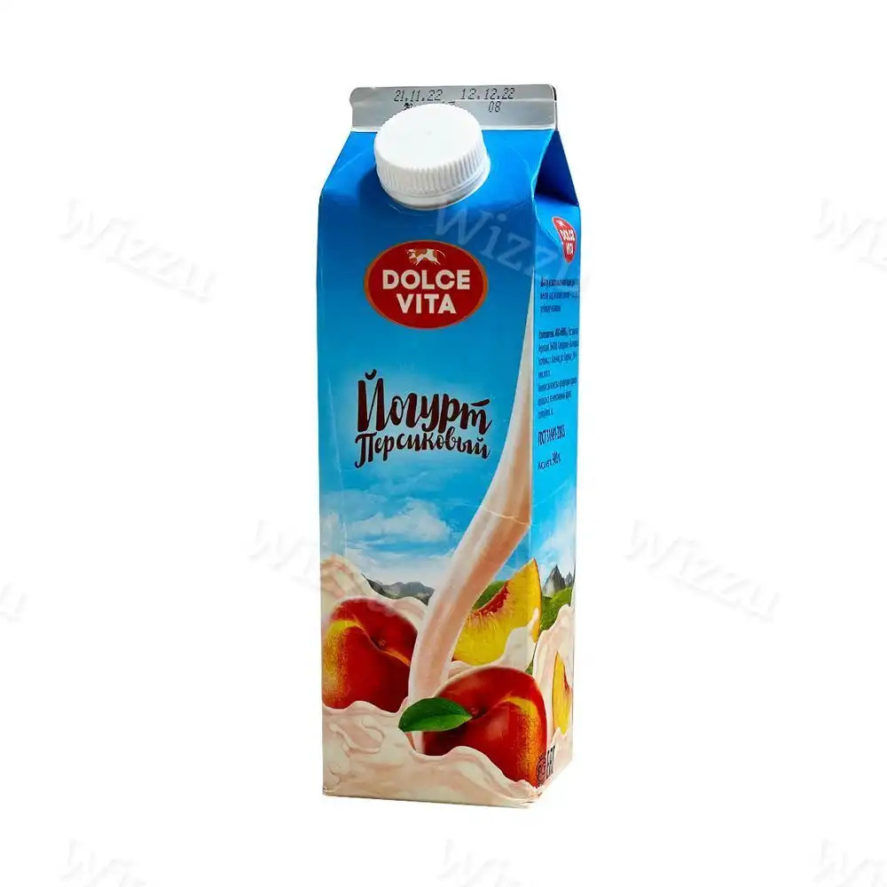 Йогурт "Дольче Вита" персик 2,5% 900г п/пак