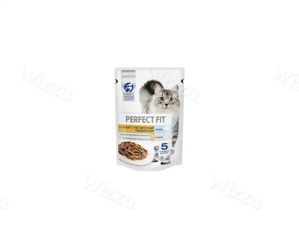 Корм Перфект Фит пауч чувст кошек Лосось 75г, шт
