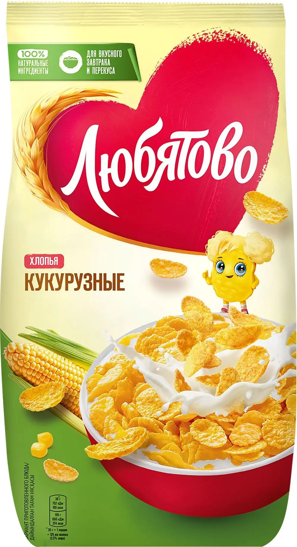 Готовый завтрак "Любятово" хлопья кукурузные, 300г