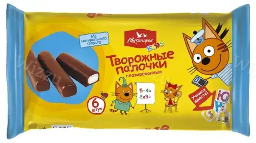 Сырки творожные Три Кота ваниль в виде палочек 16% 6шт карамель