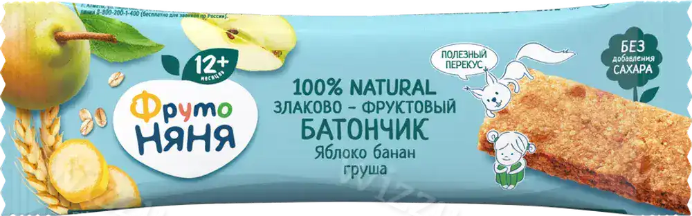 Батончик "ФрутоНяня" злаково-фруктовый Яблоко-Банан-Груша 25г, шт