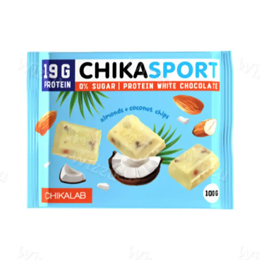 Шоколад Чикалаб 100г белый с миндалем и кокосовыми чипсами, шт