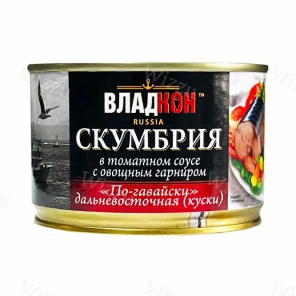 Скумбрия в т/с с овощами по-гавайски  ж/б №6 ключ. 250гр Владкон