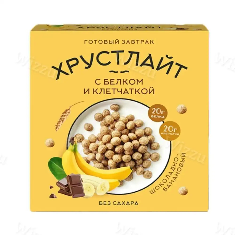 Готовый Завтрак "Хрустлайт" без сахара с Белком и клетчаткой Шоколадно-Банановый100гр