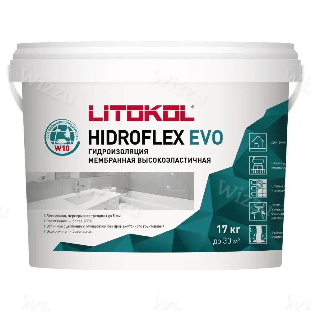 Мастика полимерная LITOKOL Гидрофлекс ЭВО W10 17 кг