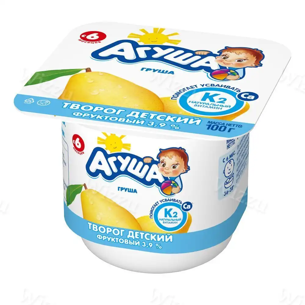 Творог Агуша 3,9% груша 100г, шт