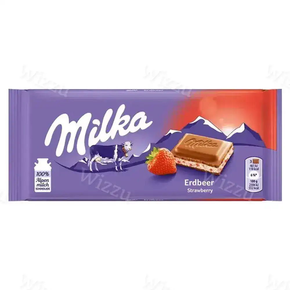 Шоколадная плитка Milka strawberry (клубника-йогурт) 100гр