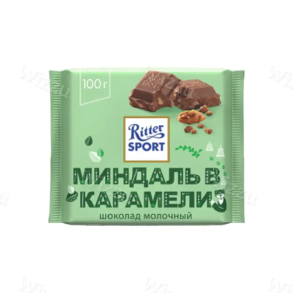 Шоколад Риттер Спорт Extra молочный Миндаль в Карамели 100гр