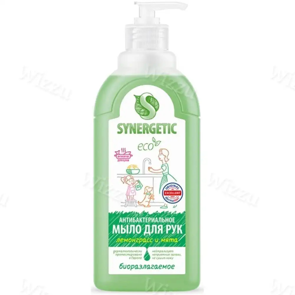 Мыло для рук антибактериальное Synergetic "Лемонграсс и мята" 0,5л