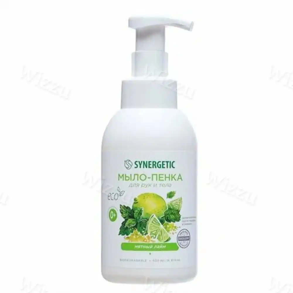 Детское мыло-пенка для руки и тела Synergetic "Мятный лайм"0,5л