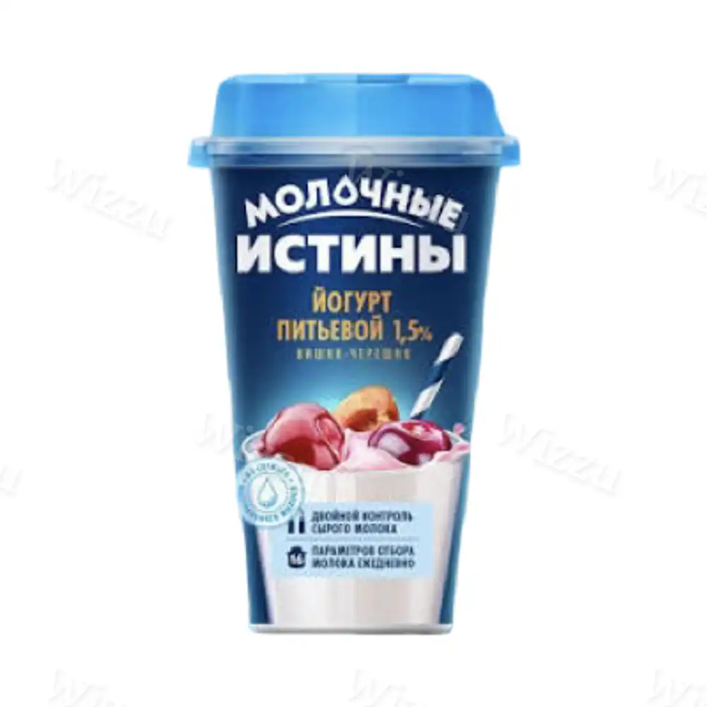 Йогурт питьевой "Молочные Истины" Вишня-Черешня 1,5% 230мл