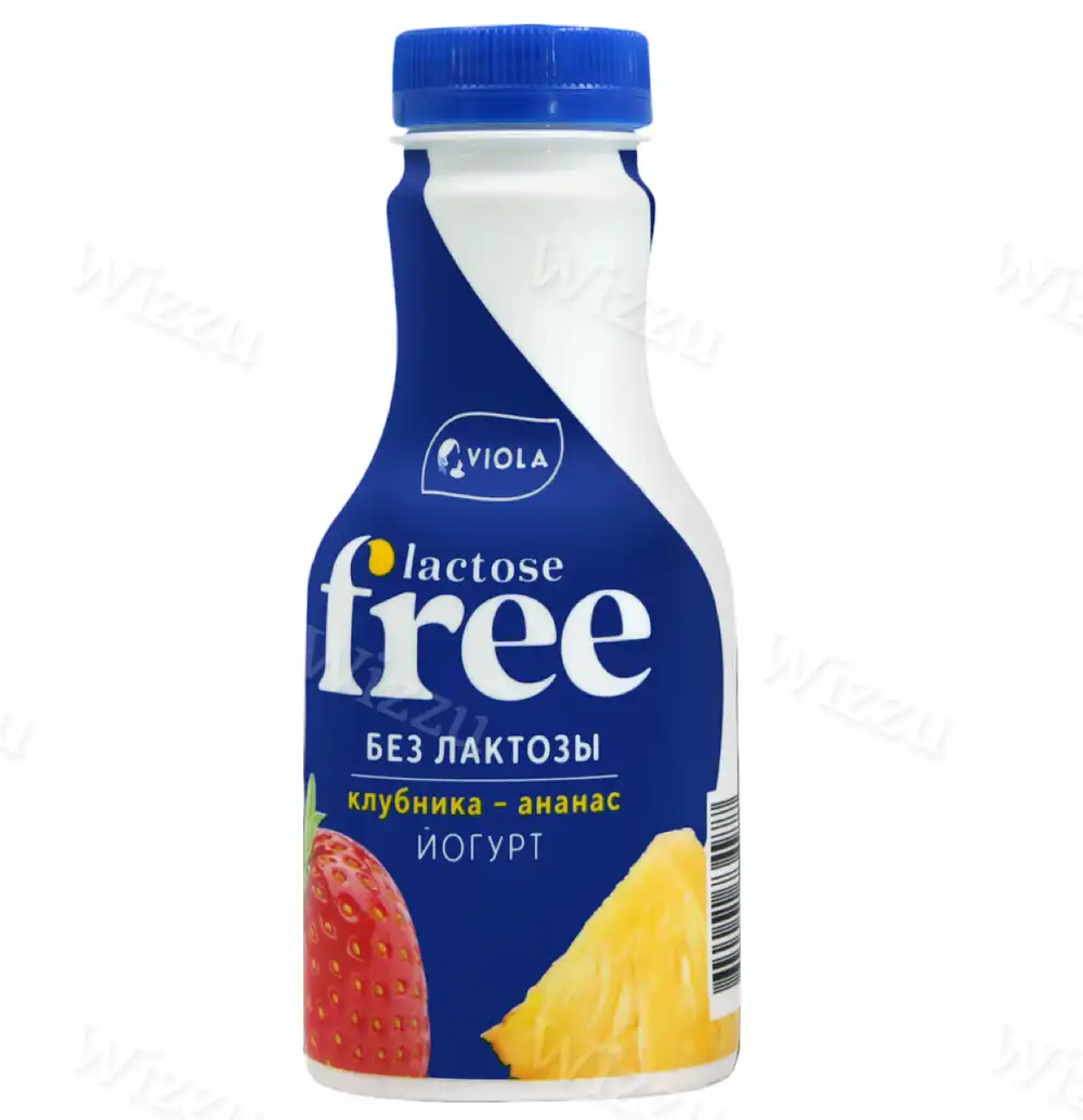 Йогурт питьевой безлактозный Viola со вкусом Клубники-Ананаса 270гр