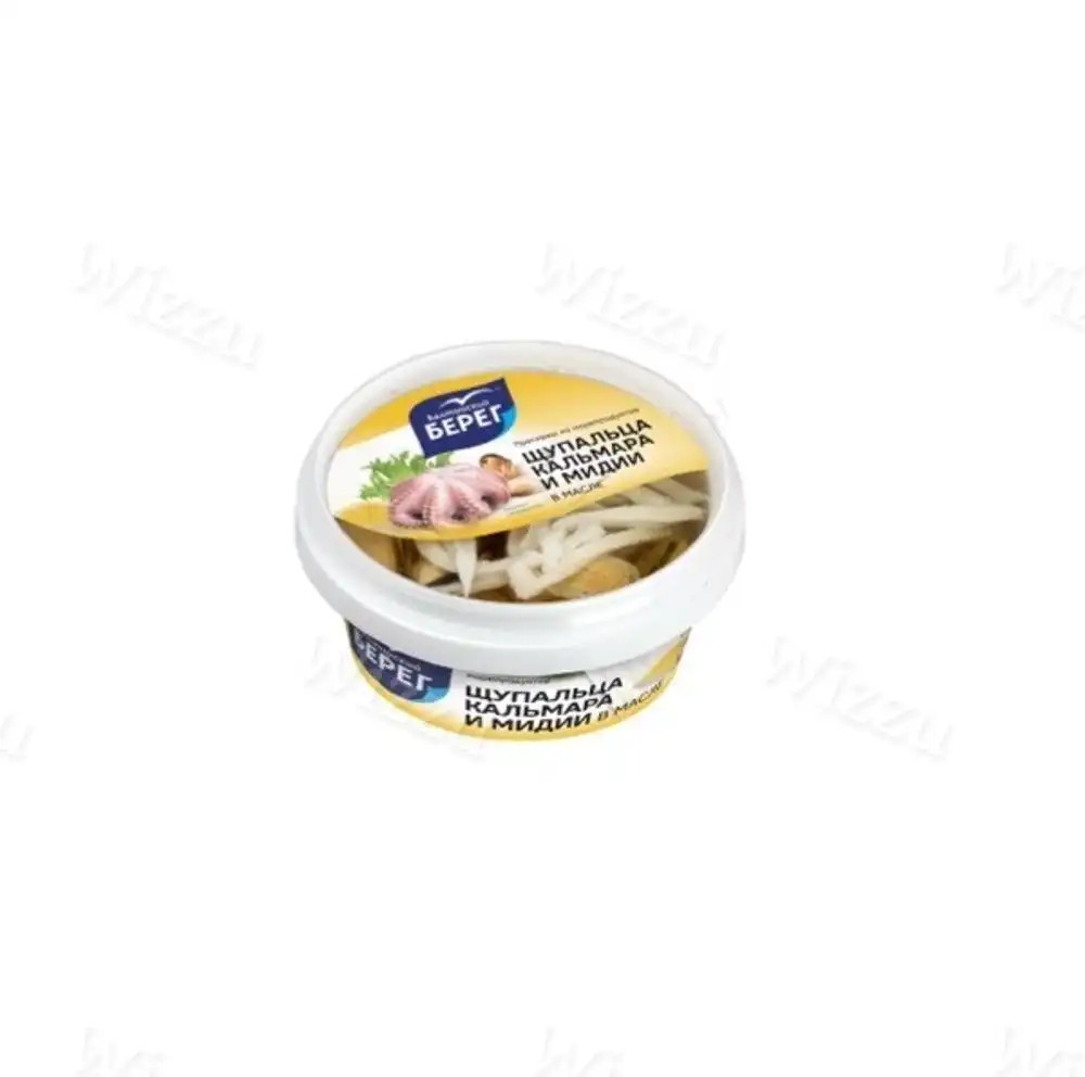 Балтийский Берег Щупальца Кальмара и Мидии в масле 210гр