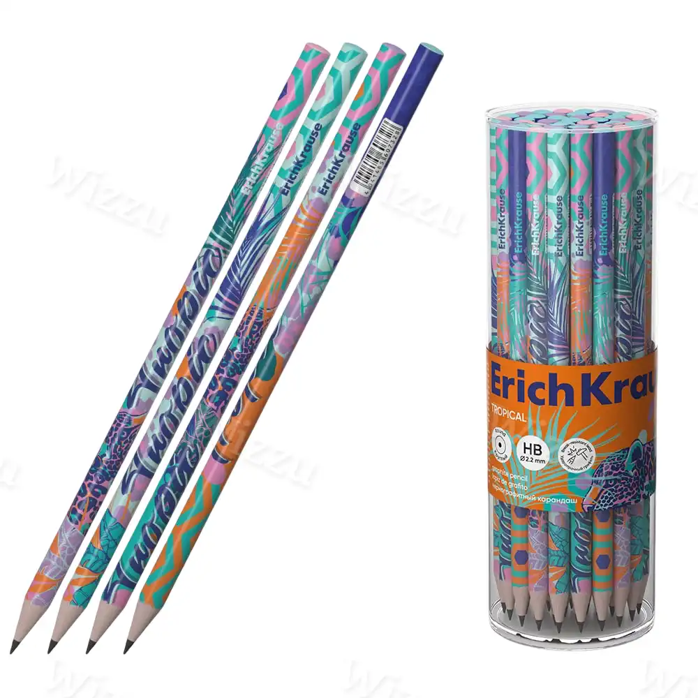 Чернографитный карандаш ErichKrause Tropical, круглый, HB (в тубусе по 42 шт.) Арт.60732