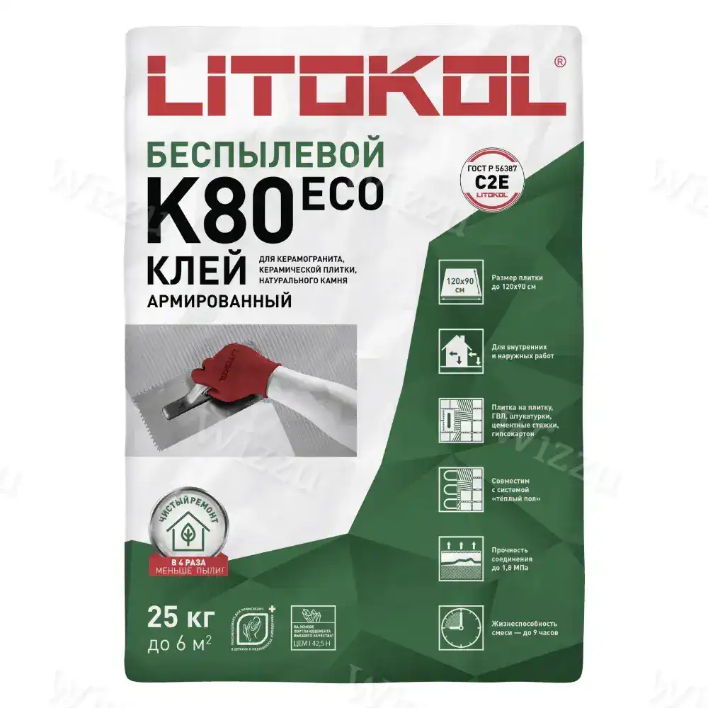 Клей для плитки C2E 25 кг LITOKOL K80 Эко