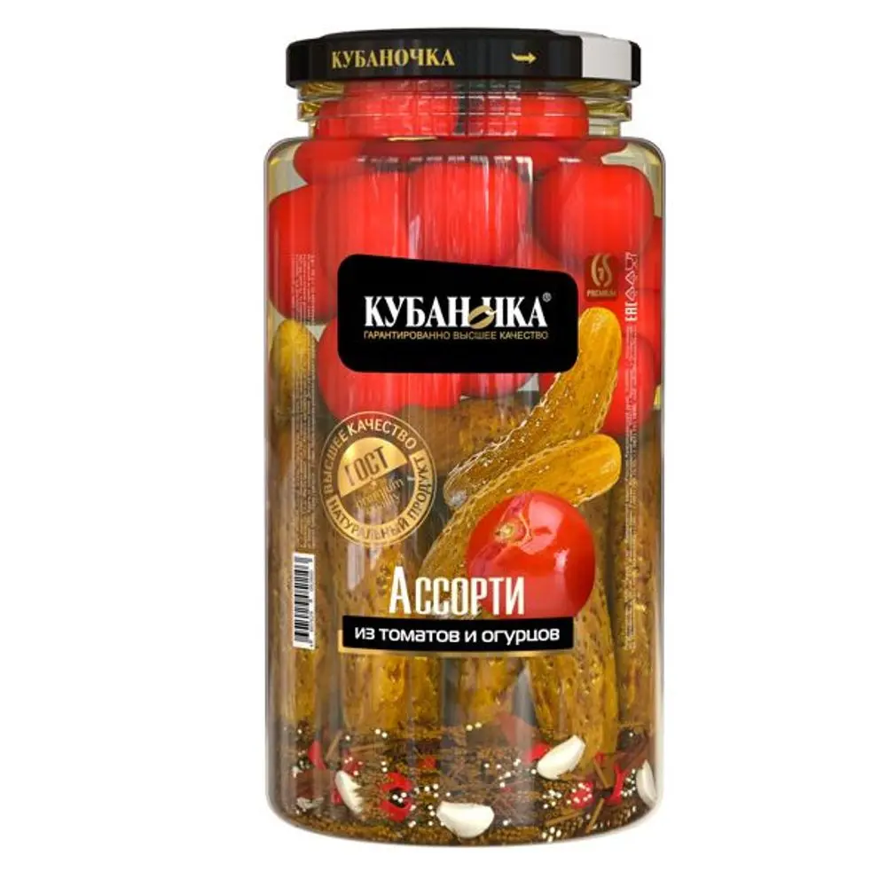 Ассорти "Кубаночка" огур. и томаты 1600мл с/б