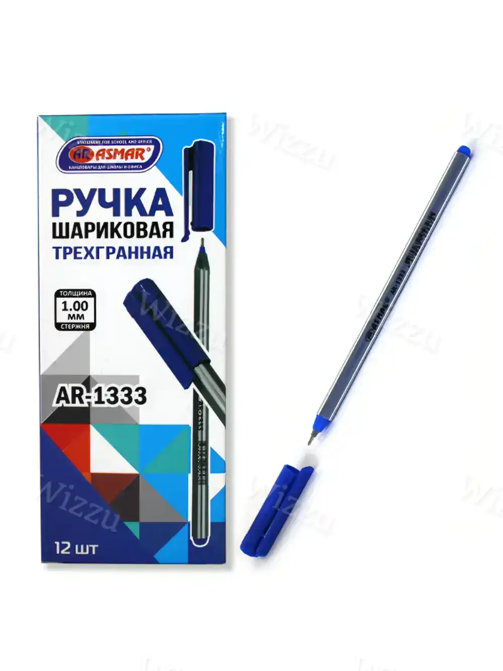Ручка шариковая ASMAR на масл. основе трехгранный корпус 1,0 мм, синяя в блоке 12 шт New AR-1333/синий