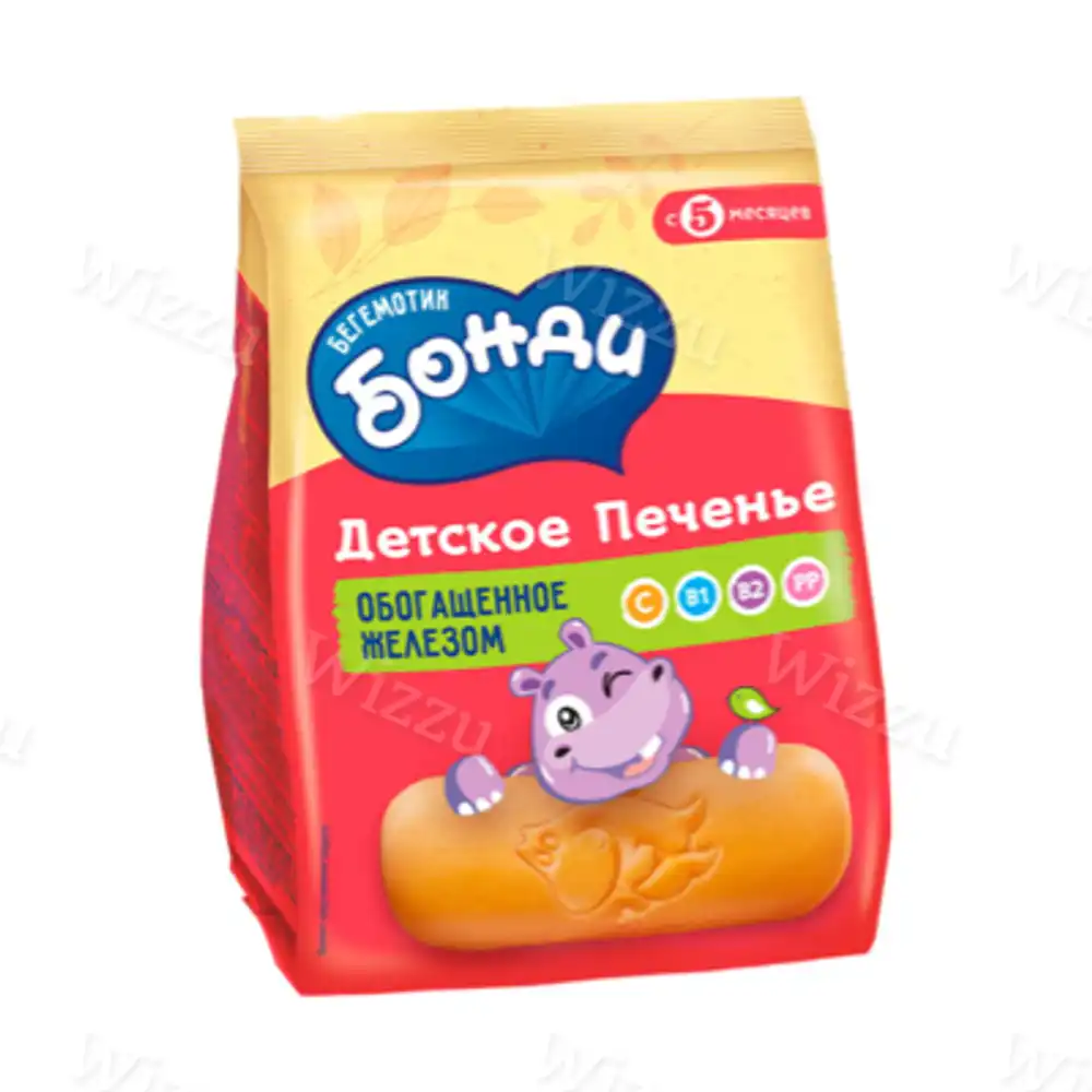Печенье "Бонди Бегемотик" обогащ. йодом 180г, шт