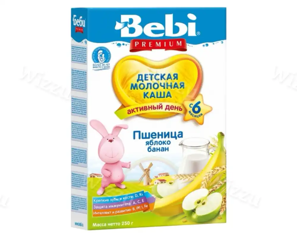 Каша молочная "Bebi" Пшеничная с яблоком и бананом 200г