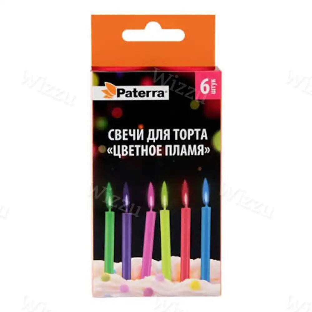 Свечи для торта 6шт 6см Цветное пламя Патерра 6, шт