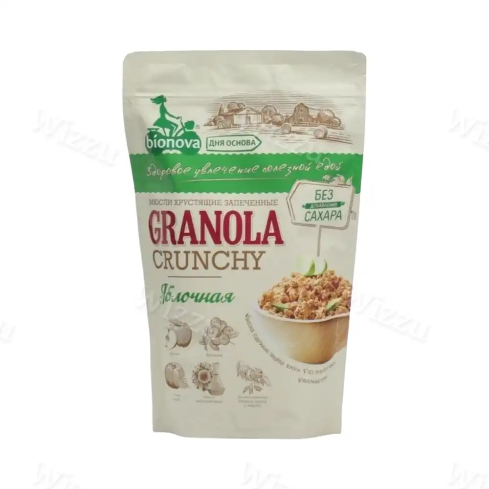 Мюсли хрустящие запеченные т.з. БИОНОВА Яблочные, порционные 60гр