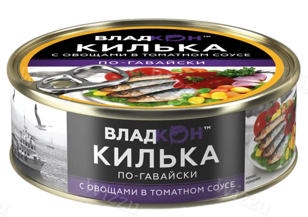 Владкон Килька по-гавайский с овощным гарниром в томатном соусе 240гр
