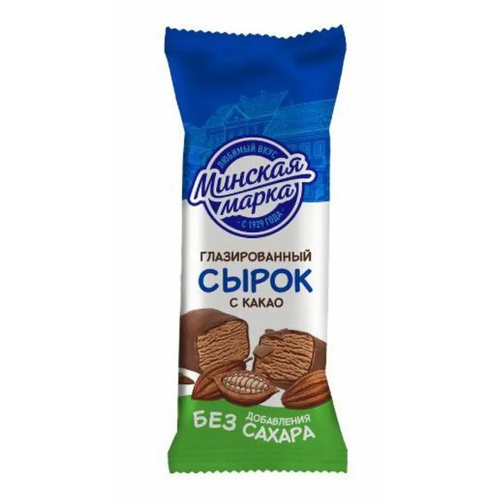 Сырок глазированный Минская марка мдж 23% с какао, металлизированная пленка, 45г
