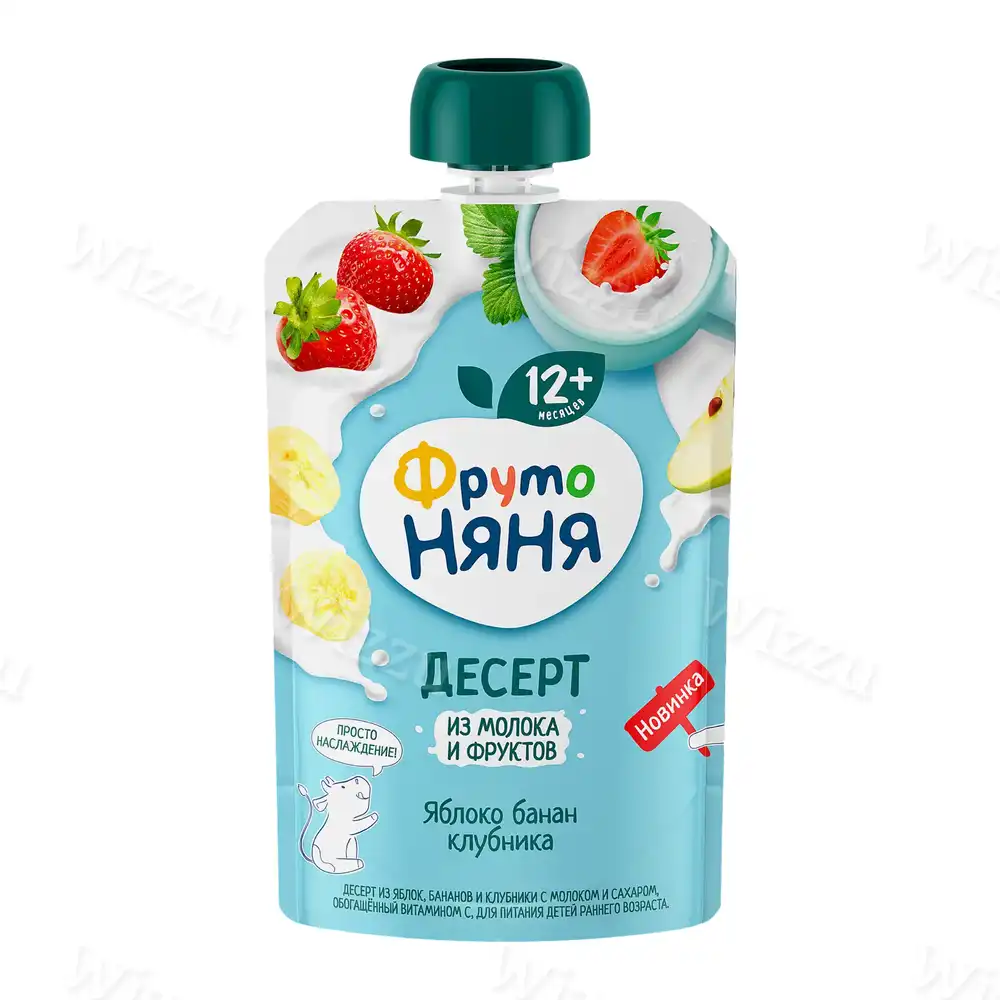 Десерт "ФрутоНяня" из яблок, бананов и клубники 90г, шт