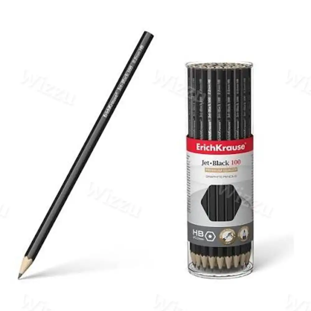 Чернографитный карандаш ErichKrause Jet Black, шестигранный , HB (в тубусе по 42 шт.) Арт.45478