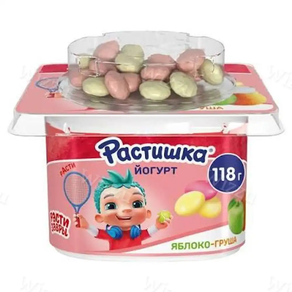 Йогурт Растишка с печеньем 118г Яблоко-Груша, шт