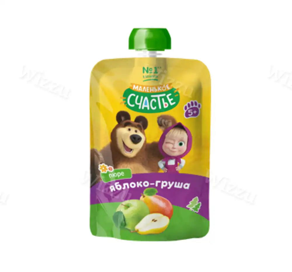 Детское пюре "Маленькое счастье" Маша и Медведь Груша-Яблоко 85г, шт