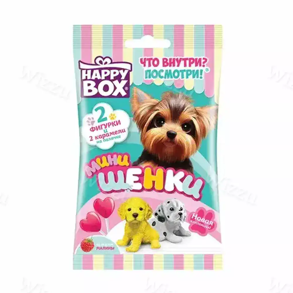 Happy Box Мини Щенки Карамель на палочке с Малиной 20гр