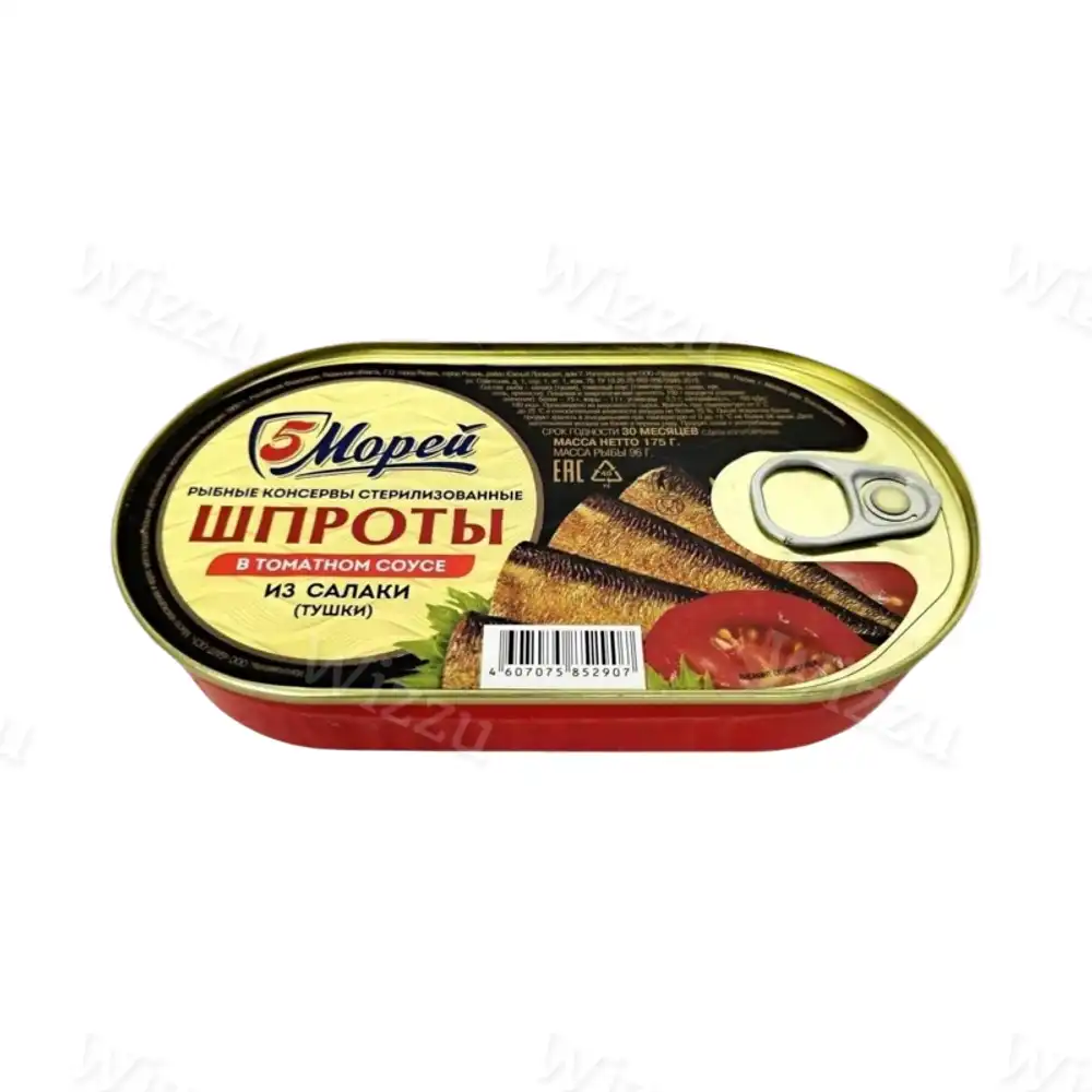 Шпроты "5 Морей" в томатном соусе из салаки 175г