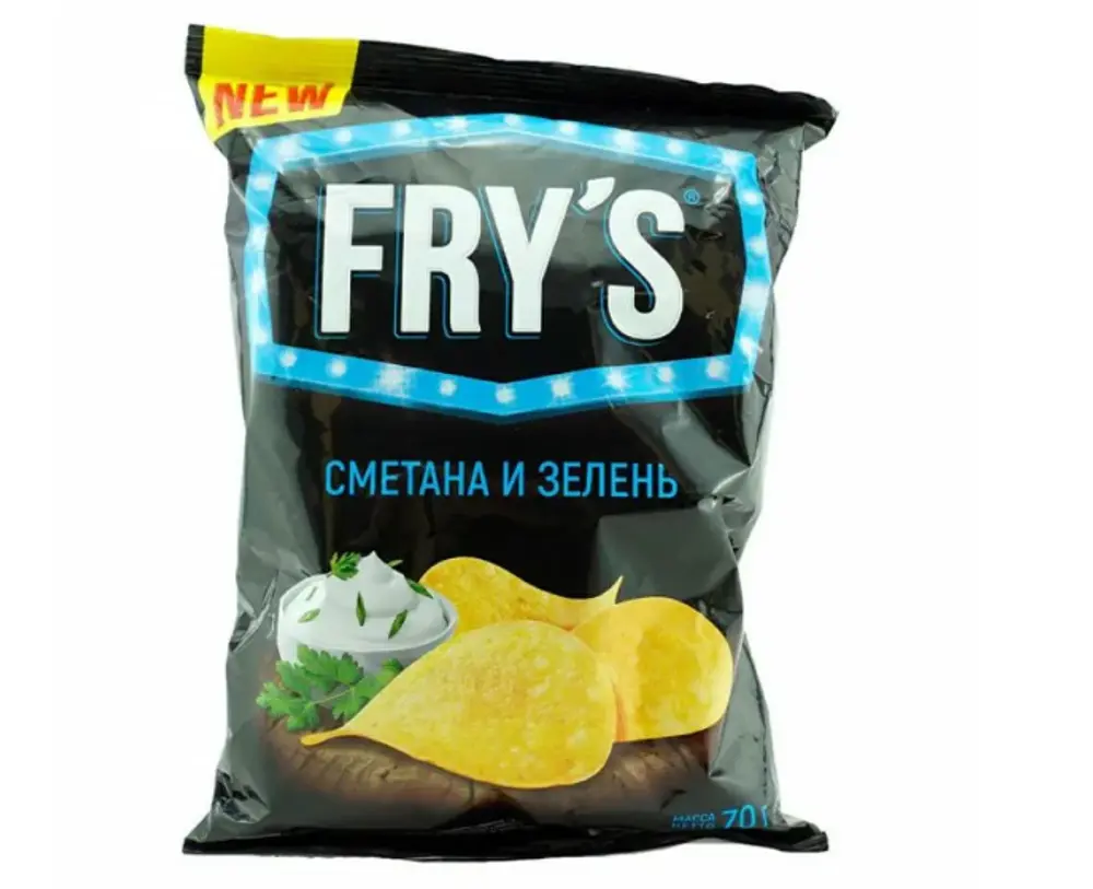Чипсы картофельные Fry's со вкусом сметаны и зелени, 70г