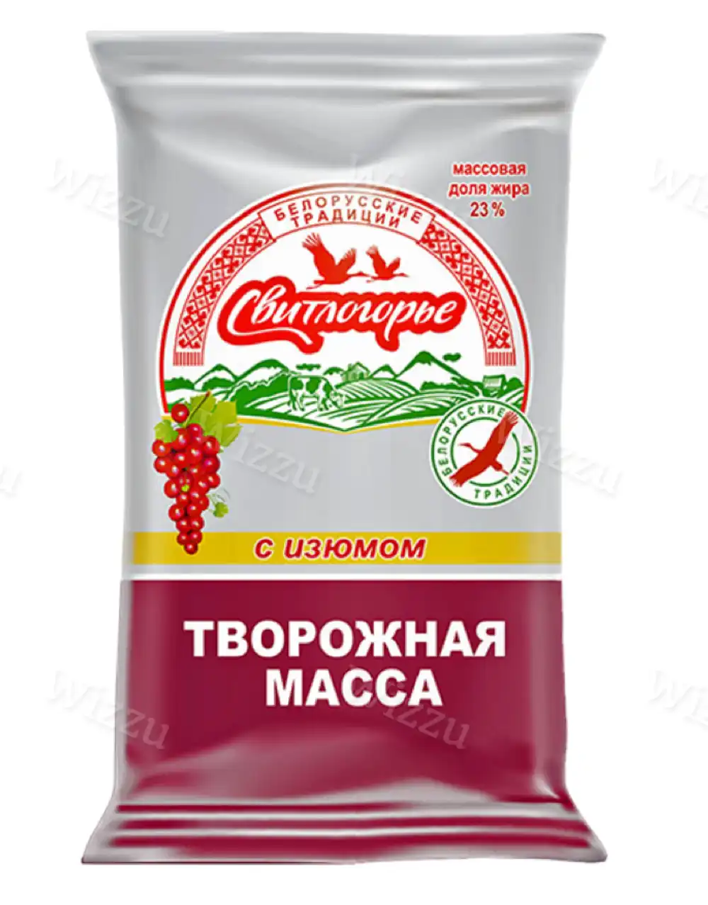 Масса творожная "Свитлогорье" 23% 180Гр с изюмом