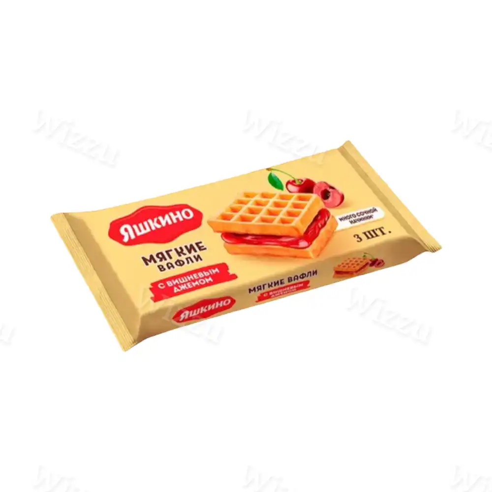 Мягкие Вафли Яшкино с вишневым джемом 3шт 120гр