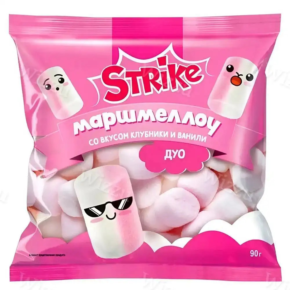 Маршмеллоу "Strike" со вкусом Клубники и Ванили Дуо 90гр
