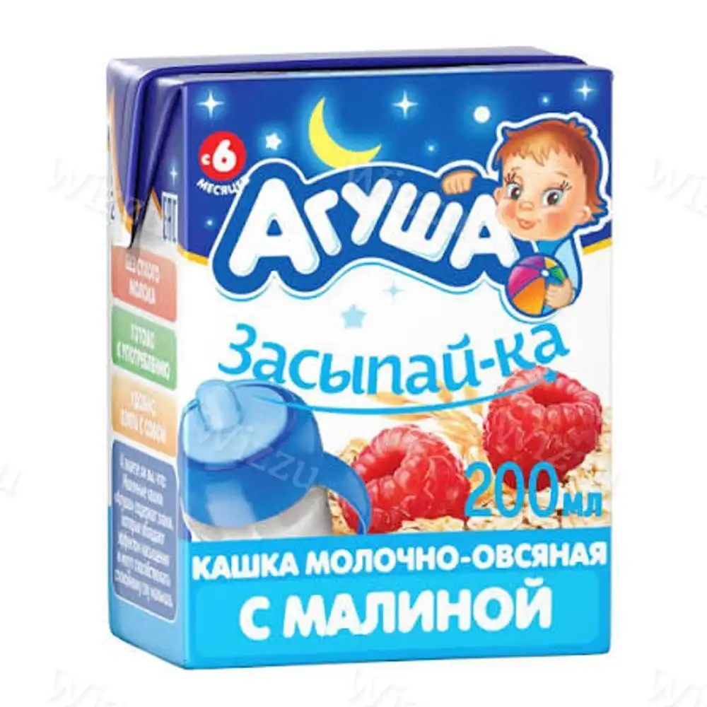 Каша "Агуша" Засыпай-ка молоч овсянка малина 2,5% 200г, шт