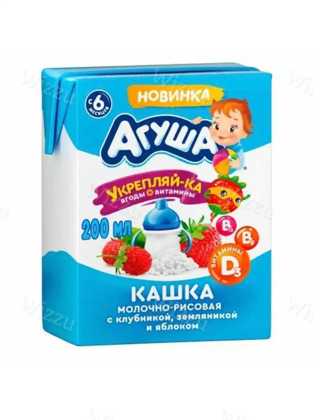 Молочная кашка "Агуша" яблоко-клубника-земляника 2,7% 200гр