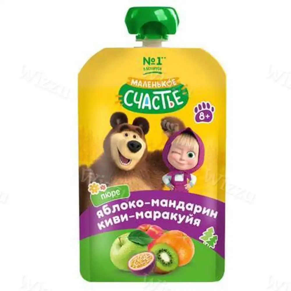 Детское пюре "Маленькое счастье" Маша и Медведь Яблоко-мандарин-киви 85г