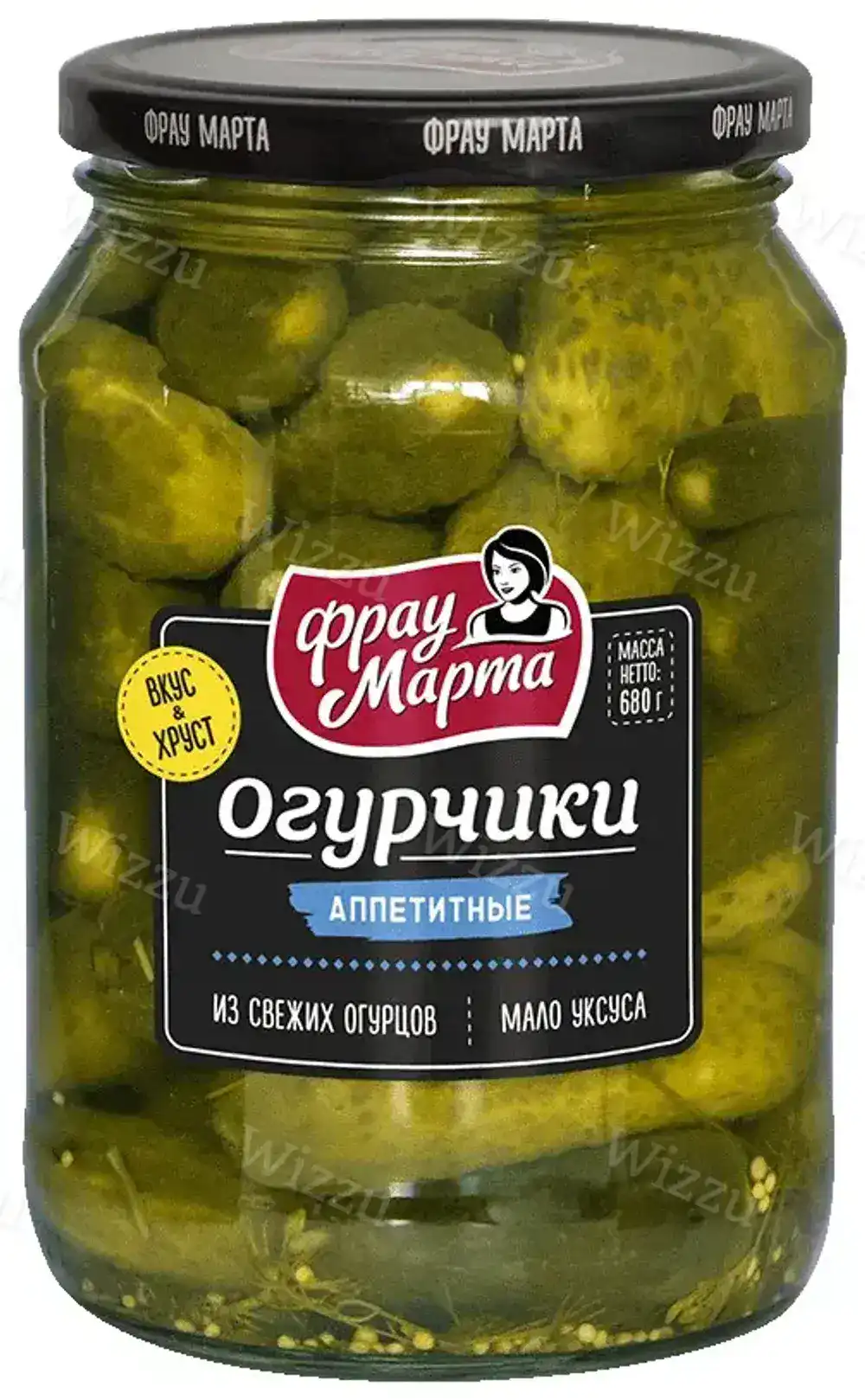 Огурцы консервированные аппетитные целые фрау марта 680г