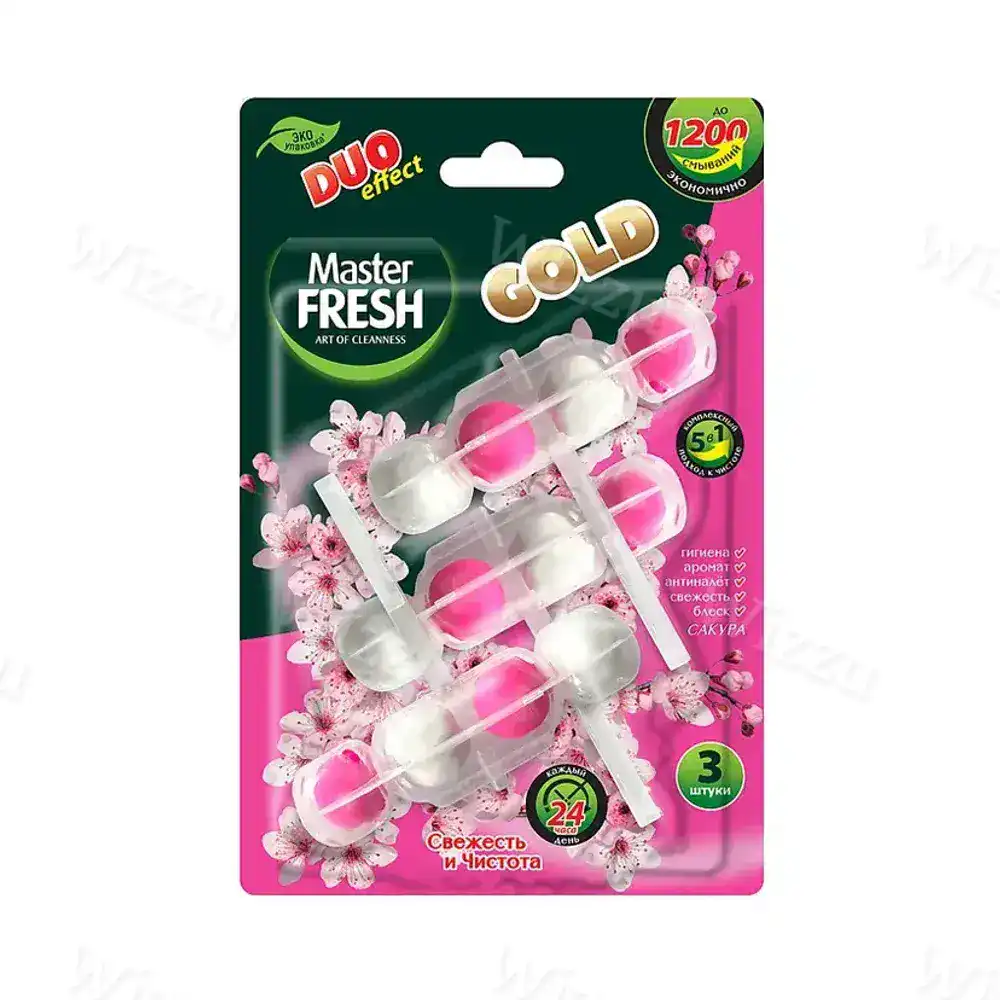 Подвесной блок для унитаза "Master Fresh" Двойной эффект 5в1 Сакура 3шт