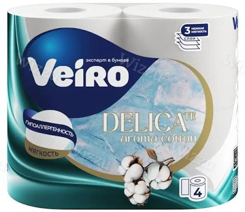 Бумага туалетная Veiro Delicate Aroma хлопка 3сл 4р