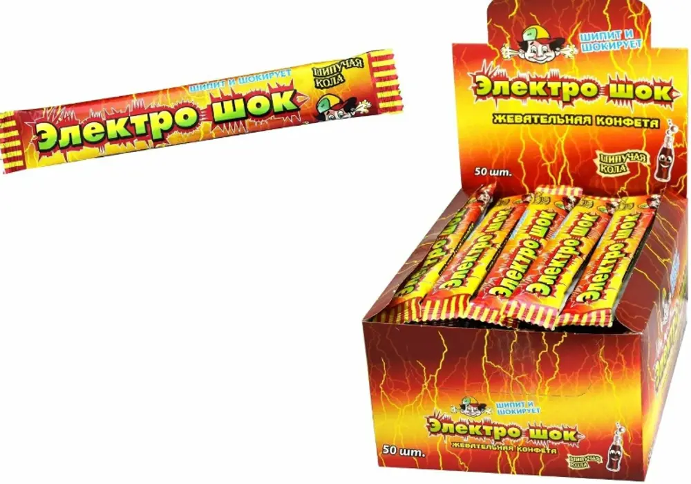 Жевательная конфета с начинкой с ароматом Колы "Электрошок", 20г